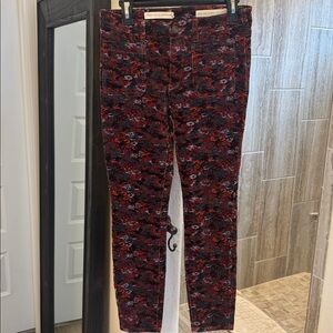 Anthropologie Pilcro High Rise Skinny Corduroy Jeans Floral Size 28